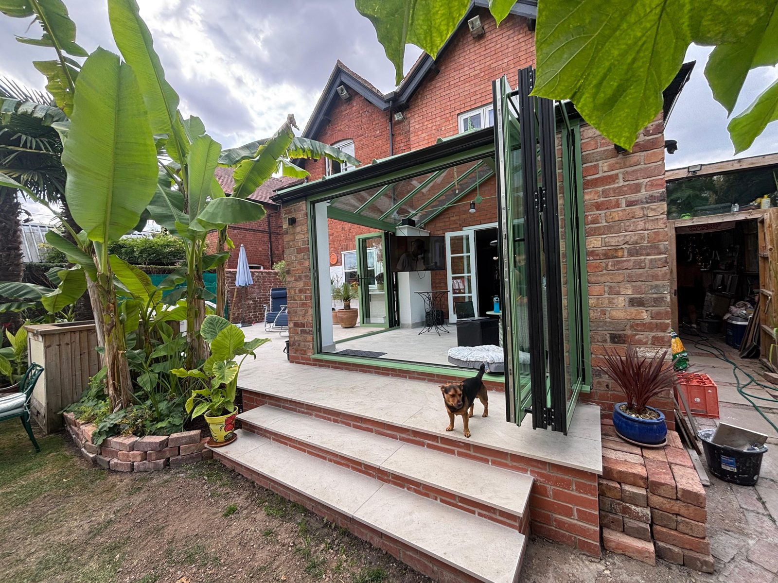 Brick-built garden room with bifold doors